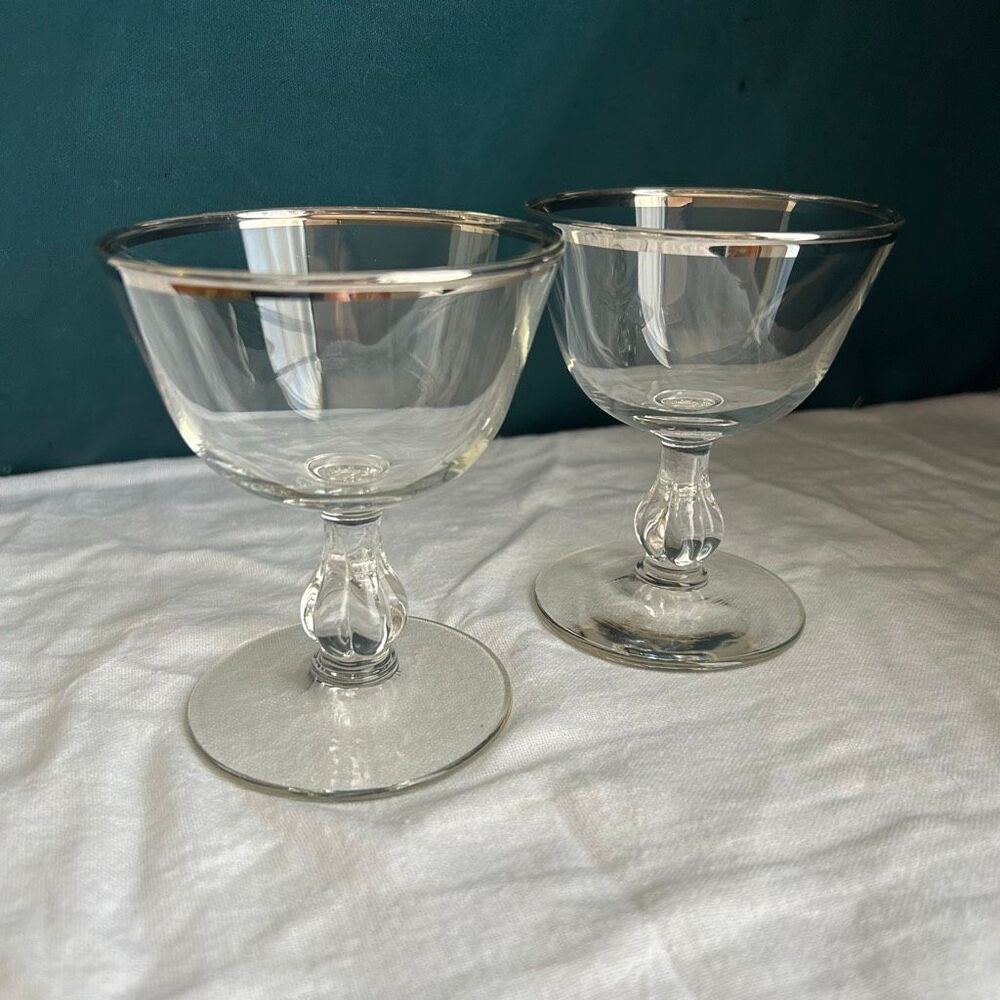 Elegant Libbey Champagne Sherbet Glass 3003-15 Collection Platinum Band